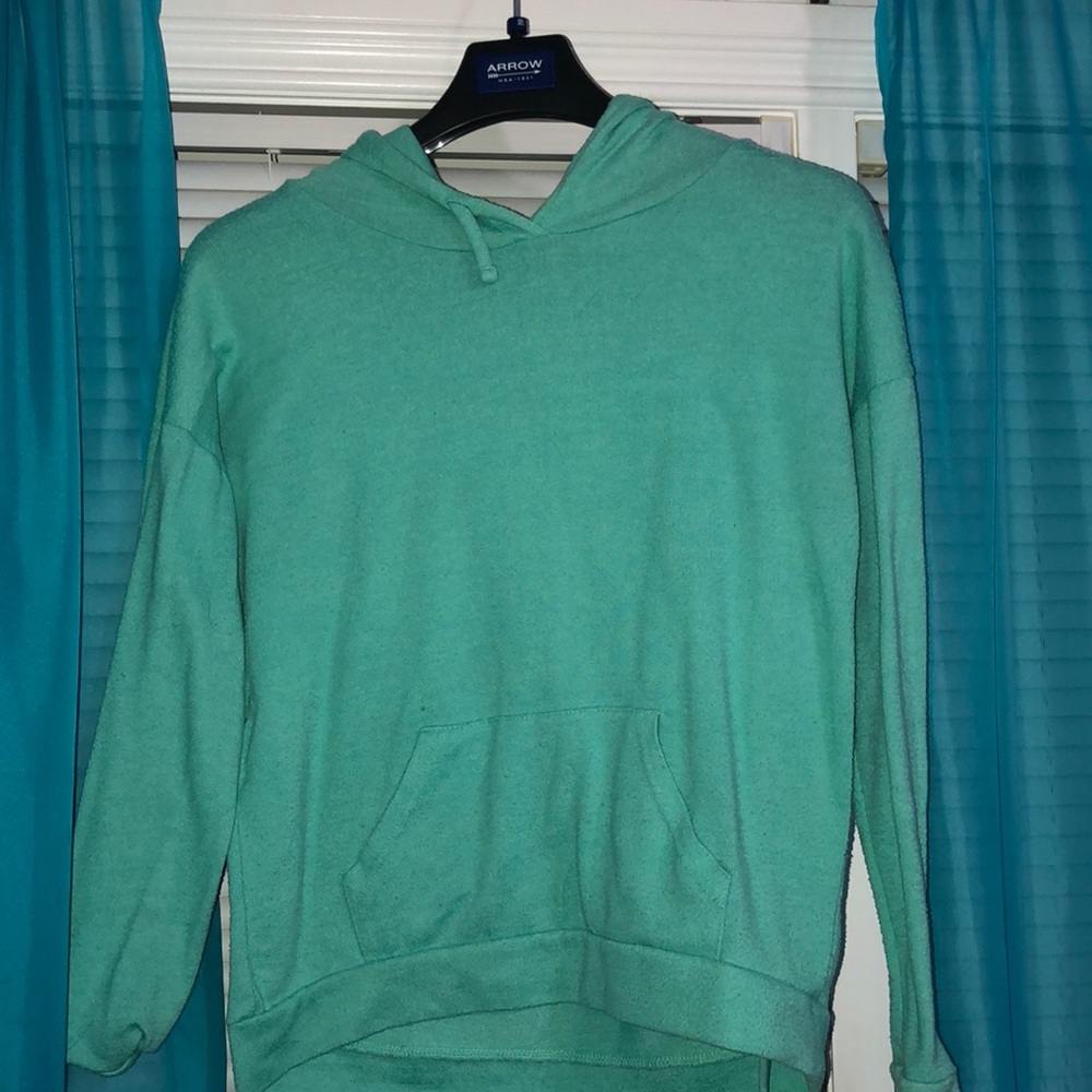 A teal hoodie